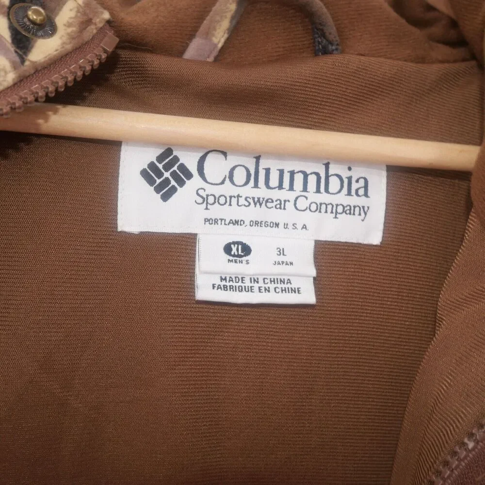 Vintage Columbia Delta Marsh Hooded Camo Jacket Men's XL Full Zip Hunting 1995